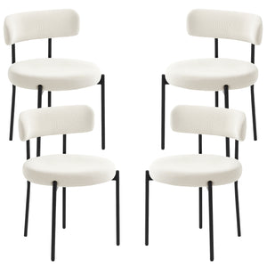 Lot de 4 chaises de cuisine modernes avec revêtement en velours côtelé beige