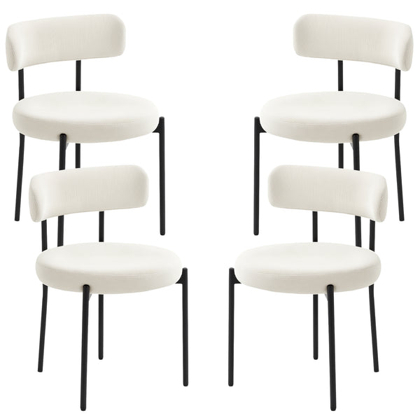 Lot de 4 chaises de cuisine modernes avec revêtement en velours côtelé beige