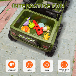 Voiture électrique 12V 4 roues motrices / 2 roues motrices pour enfants avec télécommande, vert foncé