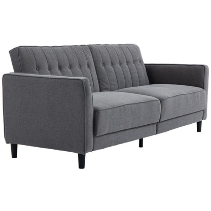 Canapé-lit convertible en tissu capitonné avec dossier réglable pour salon, gris anthracite