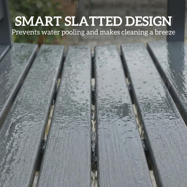 Banc d'extérieur résistant aux intempéries en PEHD, assise à lattes pour 2 personnes