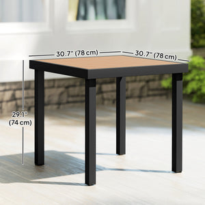 Patio Dining Table for 4, Square Aluminum Outdoor Table for Garden Lawn Backyard, Natural