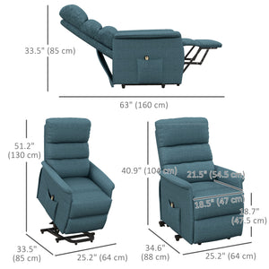 Fauteuil releveur pour personnes âgées électrique avec télécommande, bleu