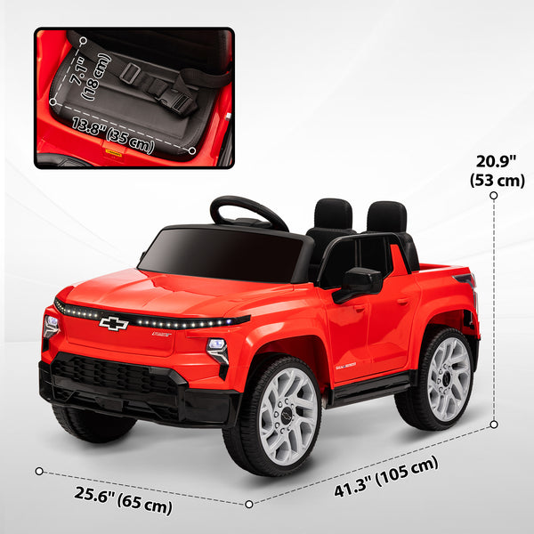 Voiture 12V Chevrolet Silverado électrique RST sous licence avec télécommande, rouge