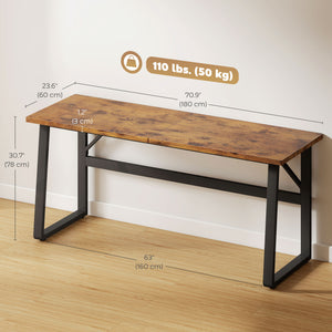 Bureau d'ordinateur 180 cm avec pieds réglables, style moderne, marron