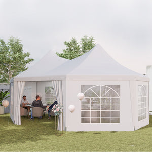 16' x 22' Wedding Event Party Tent High Peak Octagonal Outdoor Gazebo Canopy with Removable Walls White