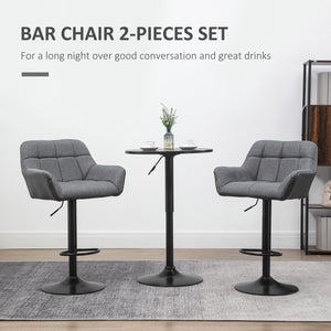 Lot de 2 tabourets de bar pivotants réglables avec repose-pieds, gris