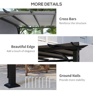 10' x 10' Outdoor Pergola Patio Gazebo Canopy Sun Shelter, Steel Frame, Grey