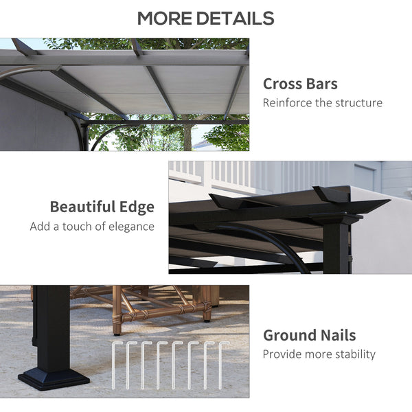10' x 10' Outdoor Pergola Patio Gazebo Canopy Sun Shelter, Steel Frame, Grey