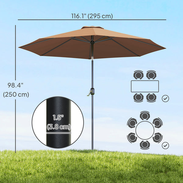 9.7-foot round umbrella with crank and tilt, cafe