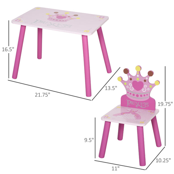 Set of 3 wooden chairs for children from 2 to 4 years old, pink