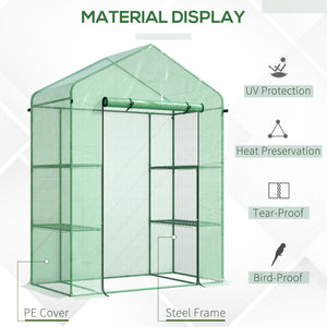 Miniature 3-tier greenhouse with 4 shelves