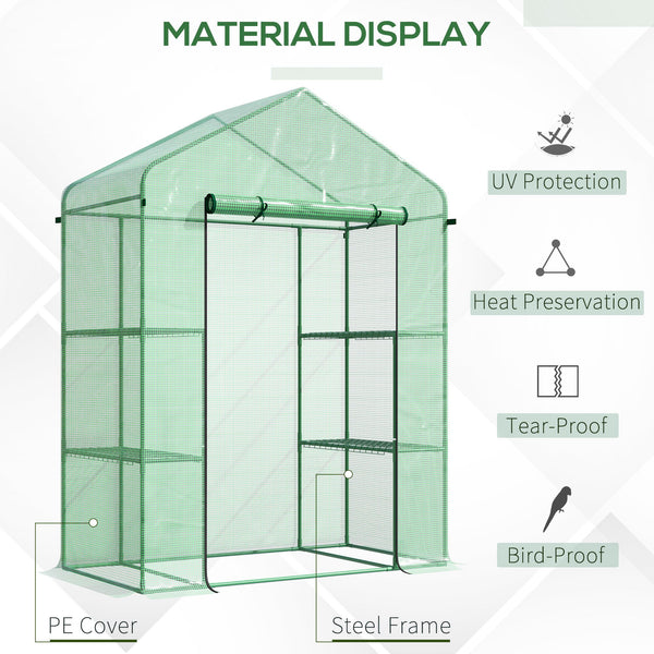Miniature 3-tier greenhouse with 4 shelves