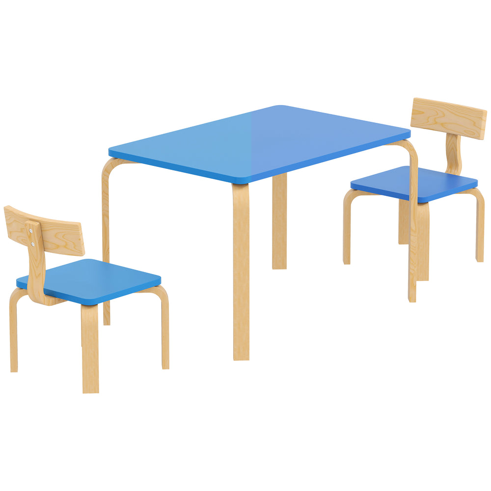 Ensemble table et 2 chaises, bleu