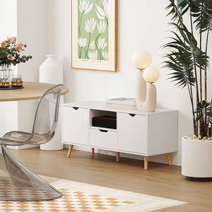 Meuble TV avec rangement pour téléviseur jusqu'à 50 pouces, blanc