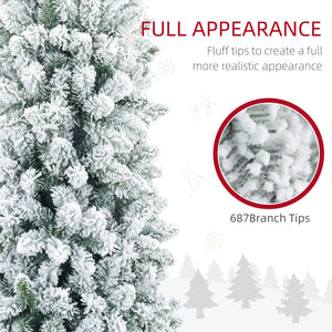 Sapin de Noël crayon de 7 pieds givré avec 687 branches et base en métal