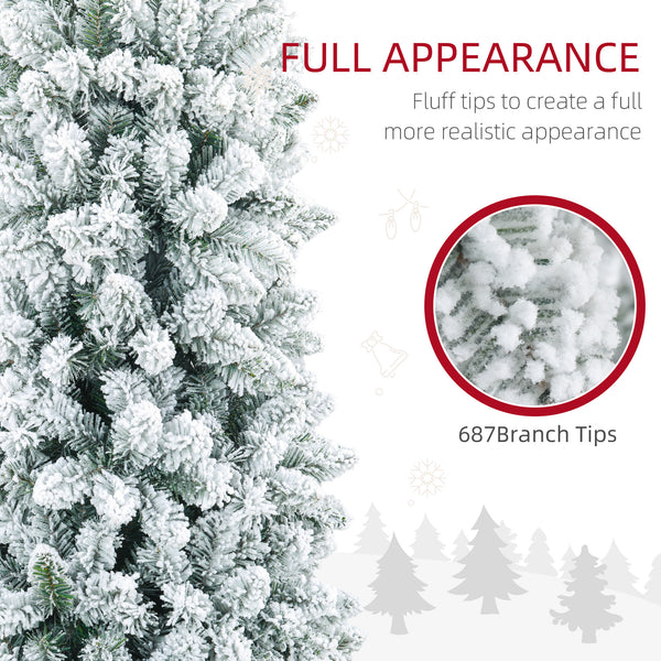 Sapin de Noël crayon de 7 pieds givré avec 687 branches et base en métal