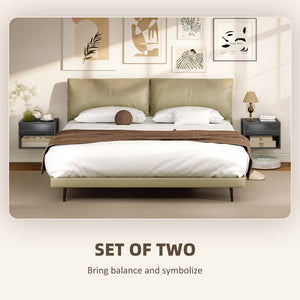 Floating Nightstand Set of 2, Wall Mounted Bedside Table with Drawer for Bedroom, Gray