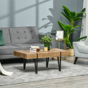 Table basse rustique rectangulaire avec pieds en épingle à cheveux
