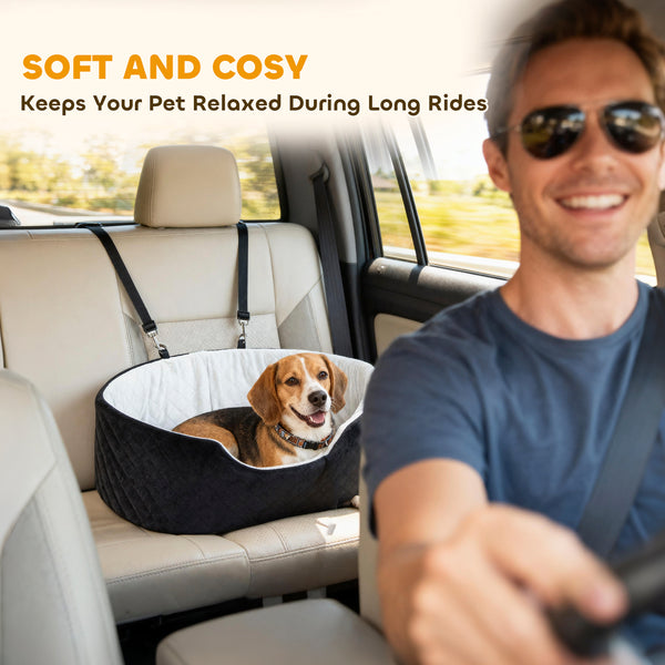 Siège auto pour chien avec coussin amovible et lavable, noir