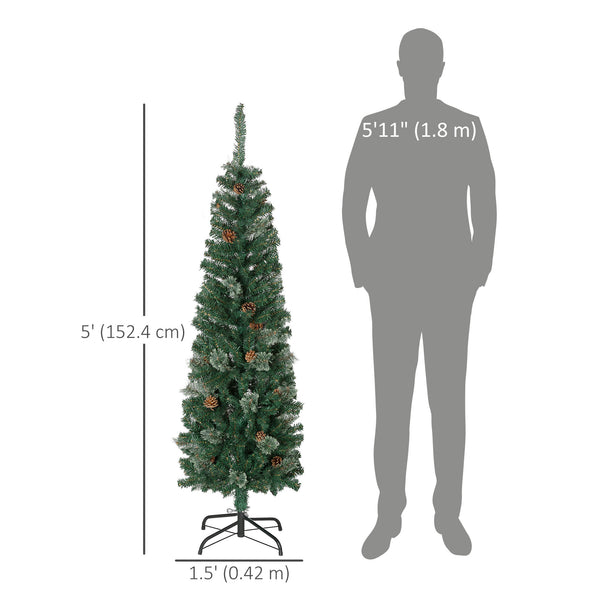 Sapin de Noël de 5 pieds avec aiguilles de pin et pommes de pin