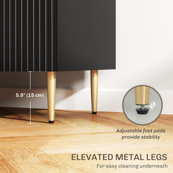 Meuble de rangement de cuisine moderne avec 3 tiroirs et étagères réglables, noir