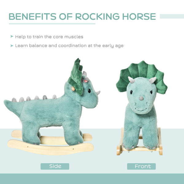 Triceratops Rocking Horse with Realistic Sounds for Ages 36-72 Months, Dark Green