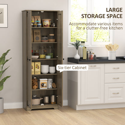 Armoire de rangement de style campagnard, 67 po, avec 2 portes et étagères réglables, gris vieilli
