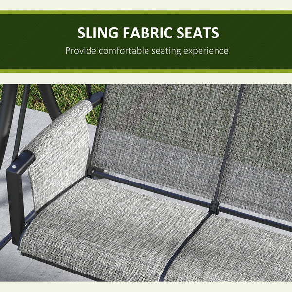 Balancelle pour 3 personnes avec auvent réglable, gris chiné