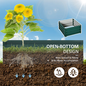 Raised vegetable garden with galvanized steel frame, green