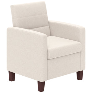 Fauteuil en tissu avec coussin d'assise et patins antidérapants, blanc crème