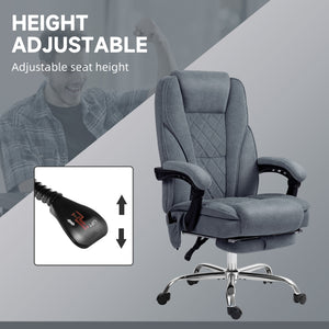 Massaging office chair with adjustable height and footrest, dark grey