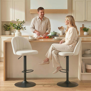Ensemble de 2 tabourets de bar pivotants avec repose-pieds, blanc crème
