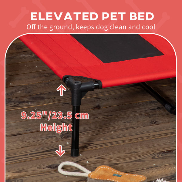 Lit surélevé pour chien avec tente, rouge