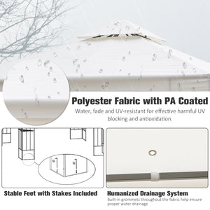 Gazebo 10 x 10 en métal avec structure décorative et toit ventilé, couleur crème