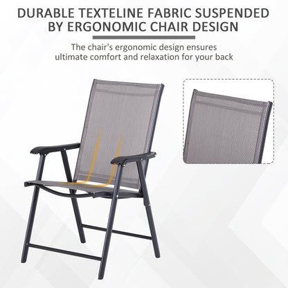 Ensemble de 2 chaises pliantes pour la terrasse, confortable avec accoudoirs, noir