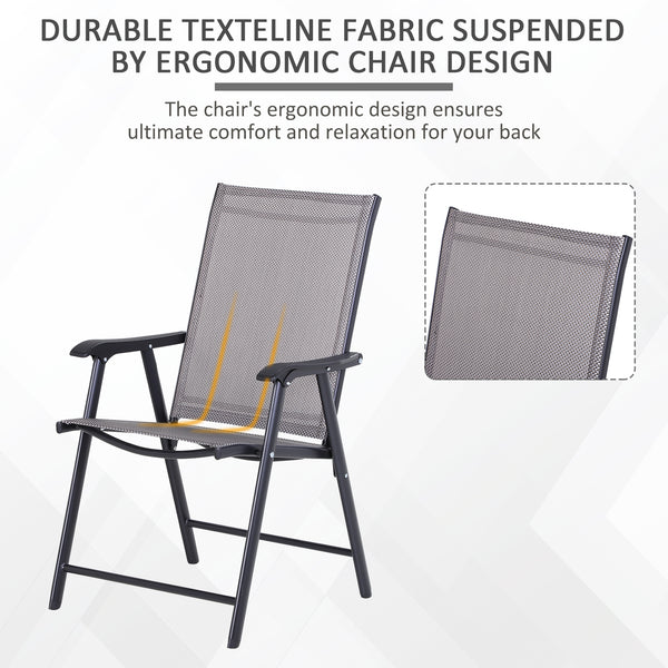 Ensemble de 2 chaises pliantes pour la terrasse, confortable avec accoudoirs, noir