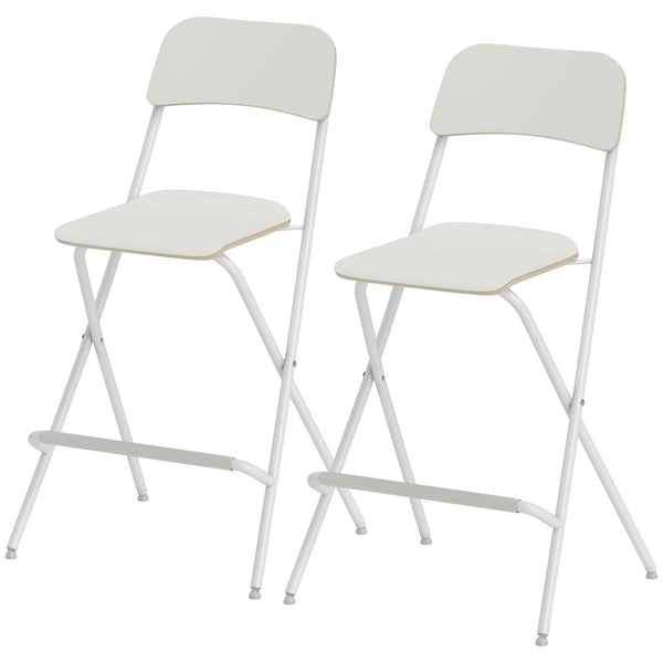 Set of 2 folding bar stools, white
