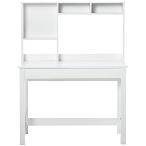 Computer desk with storage and open compartments, white