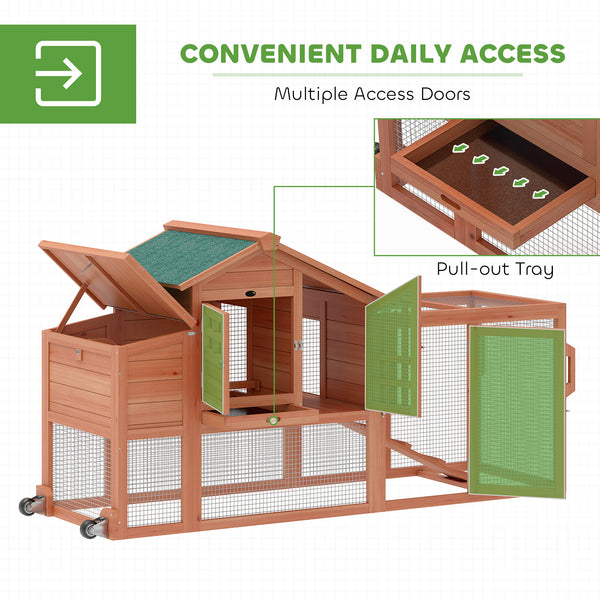 Poulailler mobile en bois avec enclos et plateau amovible pour 1 à 2 poules