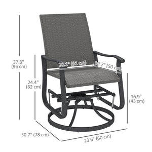Rattan Patio Glider, Wicker Outdoor Glider Swivel Chair with Steel Frame, High Back for Backyard Porch, Grey