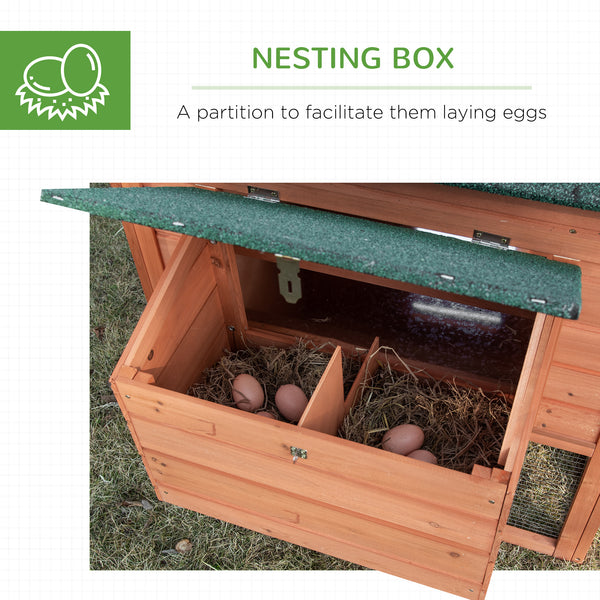 Wooden chicken coop with resting run, removable nesting box and waterproof asphalt roof