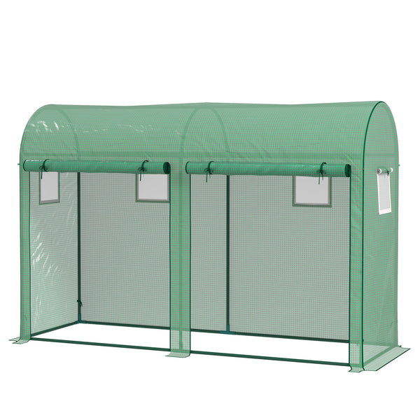 Green garden greenhouse with 2 doors and 4 windows