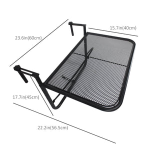 Table de balcon réglable en métal, table de service rectangulaire, noire