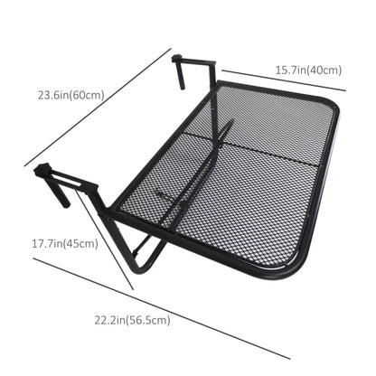 Table de balcon réglable en métal, table de service rectangulaire, noire