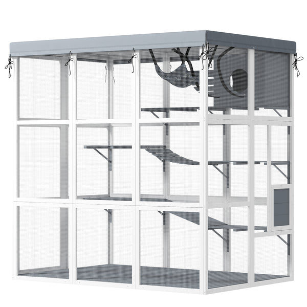 Cat enclosure with weatherproof cover