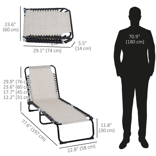 Chaise longue pliante avec appui-tête, crème