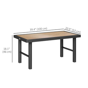 Table d'appoint d'extérieur avec plateau imitation bois, cadre en métal pour jardin, marron