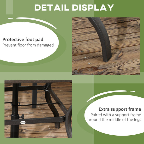 Table de jardin carrée avec trou pour parasol, marron