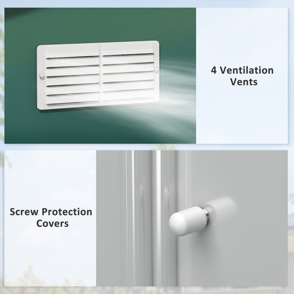 Abri de jardin pratique et doté de 4 ouvertures de ventilation avec double porte coulissante, vert